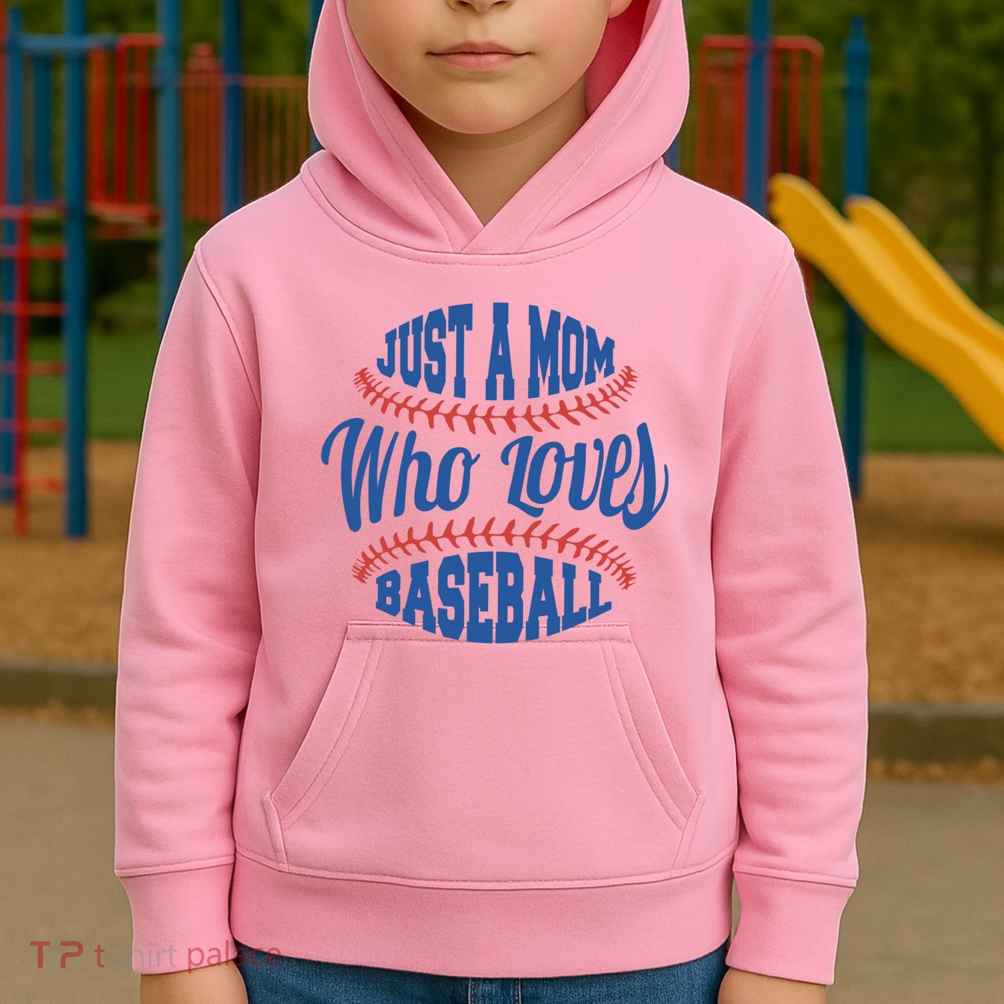 Just A Mom Who Loves Baseball Kids Hoodie