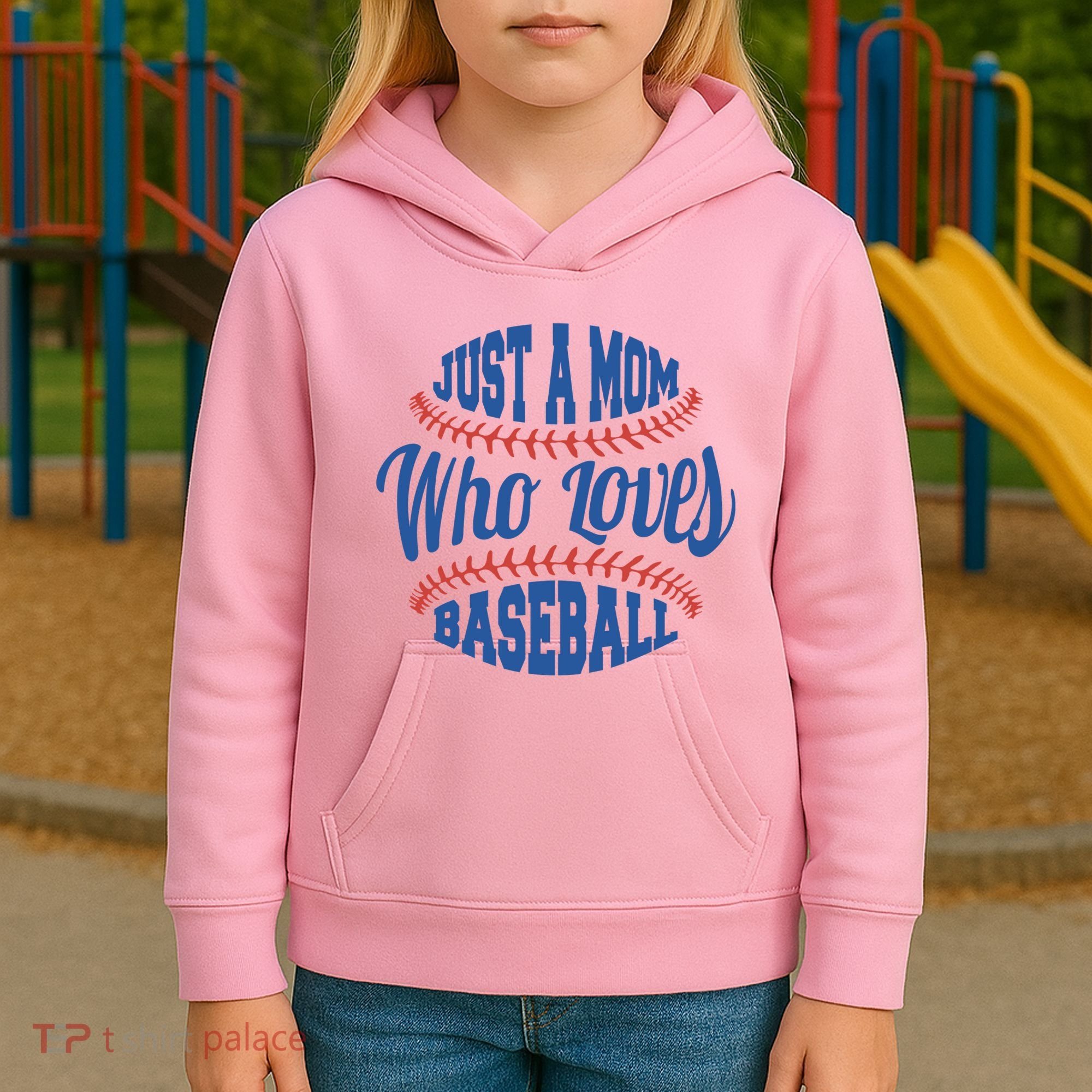 Just A Mom Who Loves Baseball Kids Hoodie