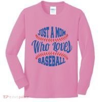Just A Mom Who Loves Baseball Kids Long Sleeve Shirt thumb 0
