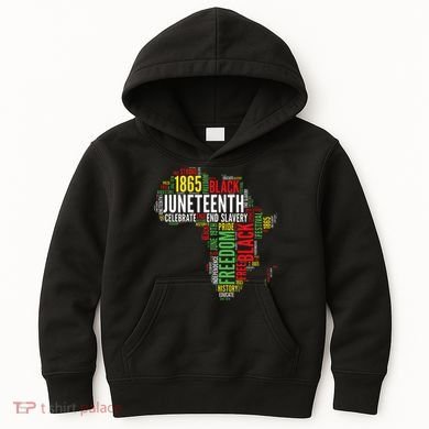 Juneteenth Africa Map Rd Art Black Pride Juneteenth Kids Hoodie
