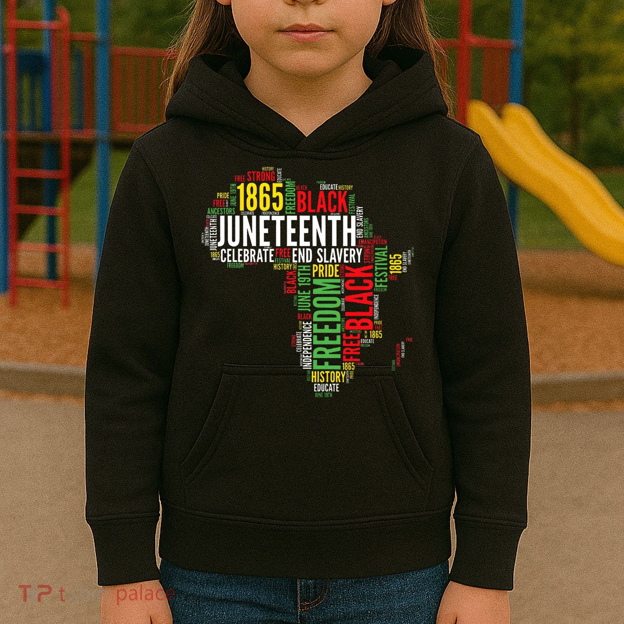 Juneteenth Africa Map Rd Art Black Pride Juneteenth Kids Hoodie