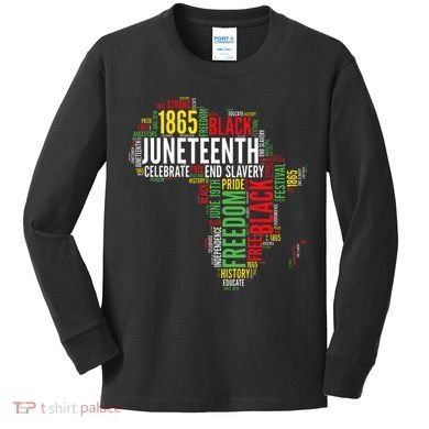 Juneteenth Africa Map Rd Art Black Pride Juneteenth Kids Long Sleeve Shirt
