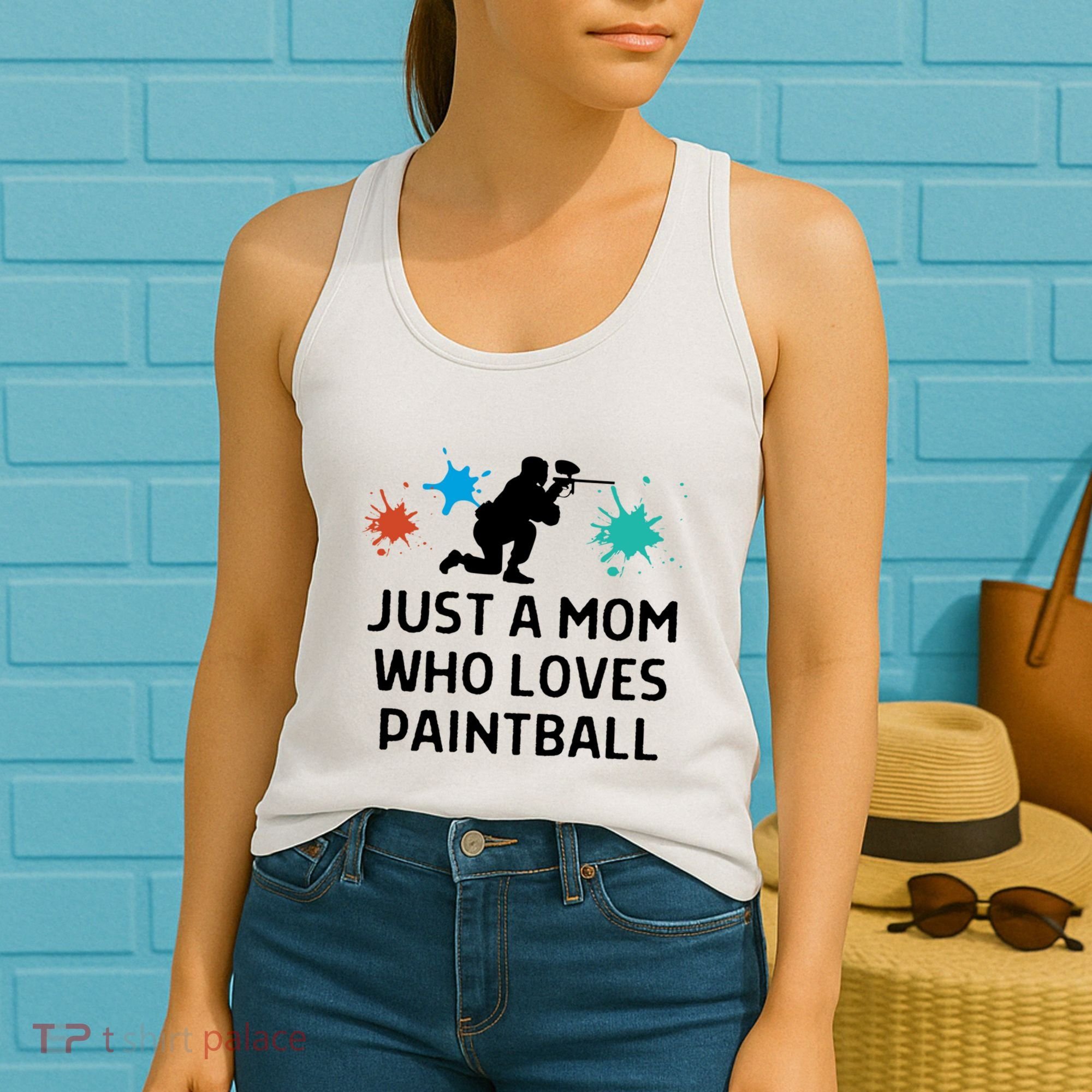 Just A Mom Who Loves Paintball Outfit Meaningful Gift Women's Tank Top
