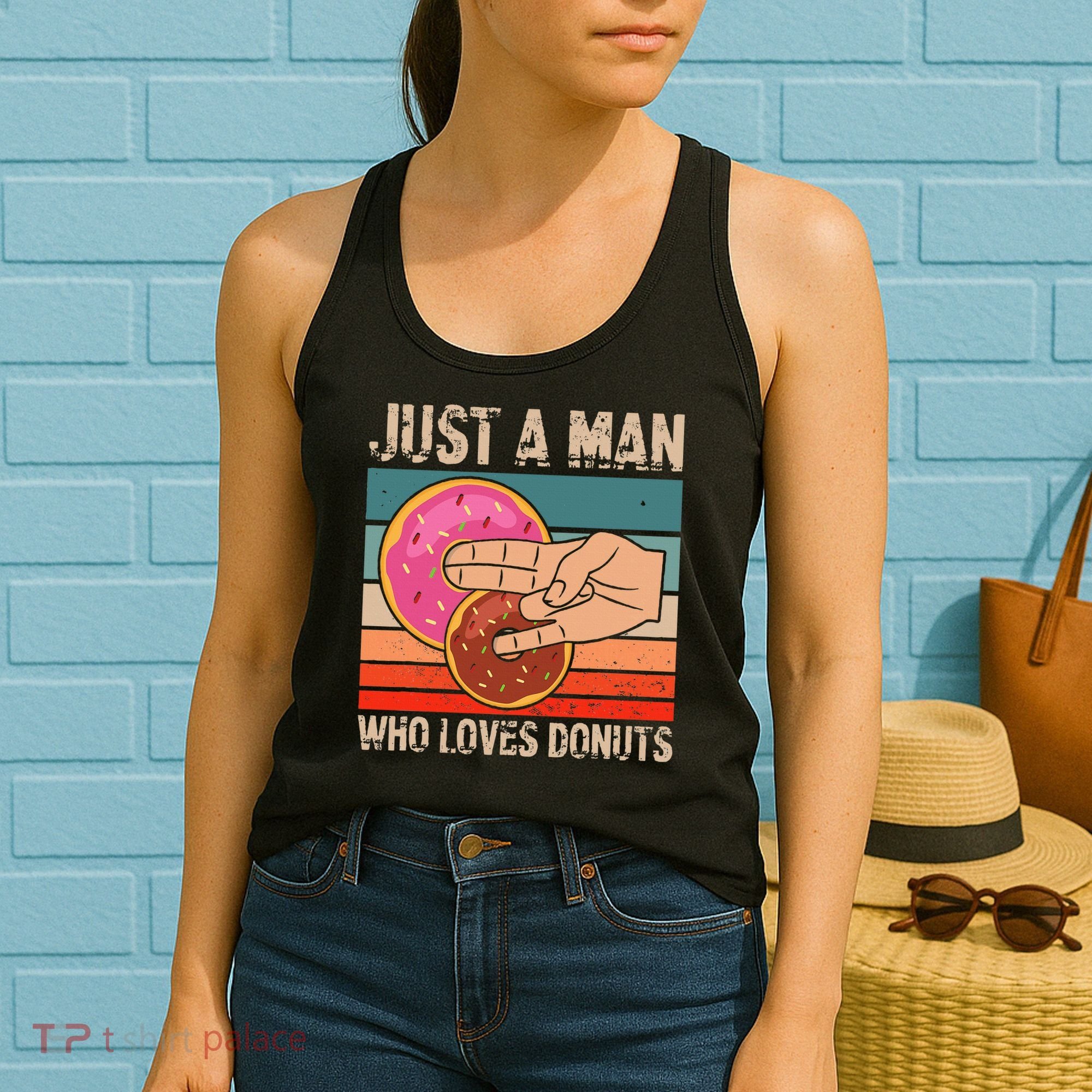 Just A Man Who Loves Donuts 2 In The Pinky 1 In The Stinky Women's Tank Top