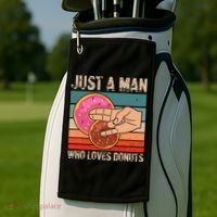 Just A Man Who Loves Donuts 2 In The Pinky 1 In The Stinky Golf Towel thumb 2