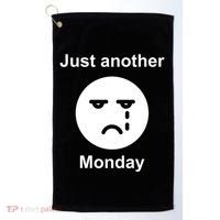 Just Another Monday Sad Face Golf Towel thumb 0