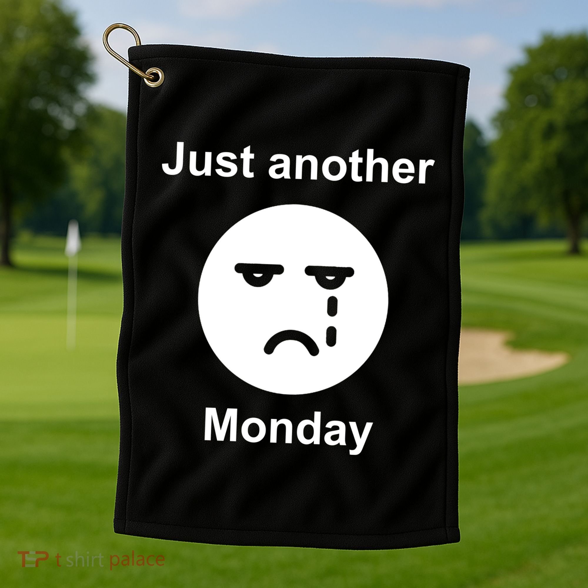 Just Another Monday Sad Face Golf Towel