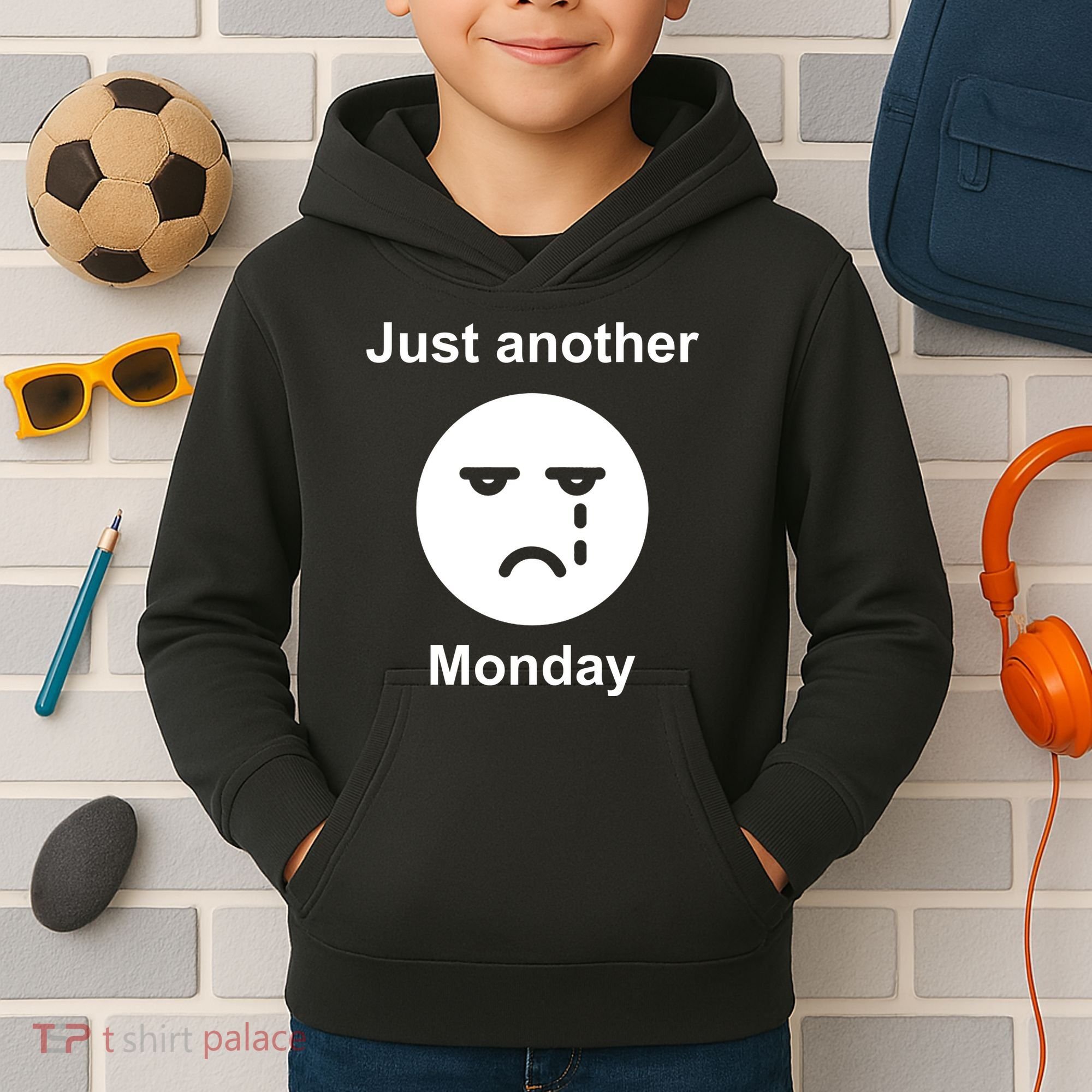Just Another Monday Sad Face Kids Hoodie