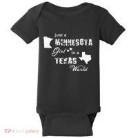 Just A Minnesota Girl In A Texas World Printing Baby Bodysuit thumb 0