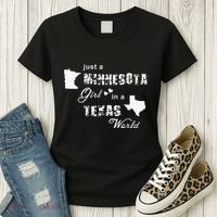 Just A Minnesota Girl In A Texas World Printing Women's T-Shirt thumb 3