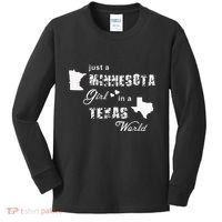 Just A Minnesota Girl In A Texas World Printing Kids Long Sleeve Shirt thumb 0