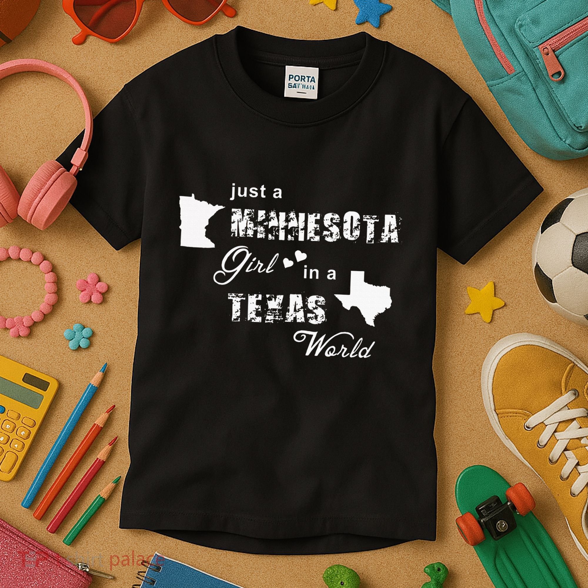 Just A Minnesota Girl In A Texas World Printing Kids T-Shirt