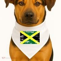 Jamaica Distressed Flag USA-Made Doggie Bandana thumb 1