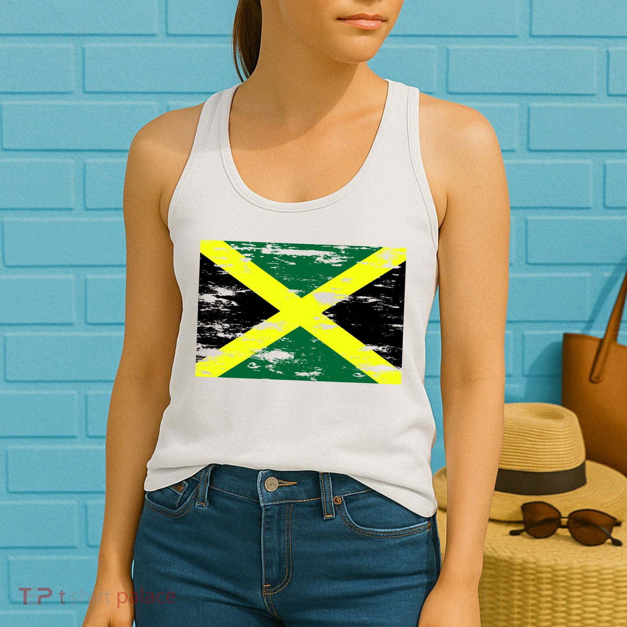 Jamaica Distressed Flag Women's Tank Top