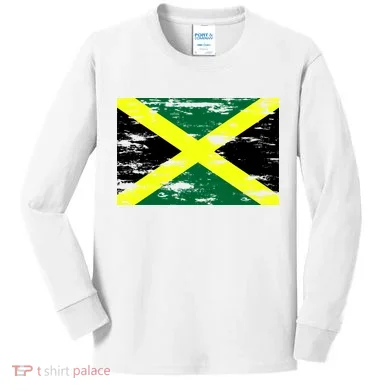 Jamaica Distressed Flag Kids Long Sleeve Shirt
