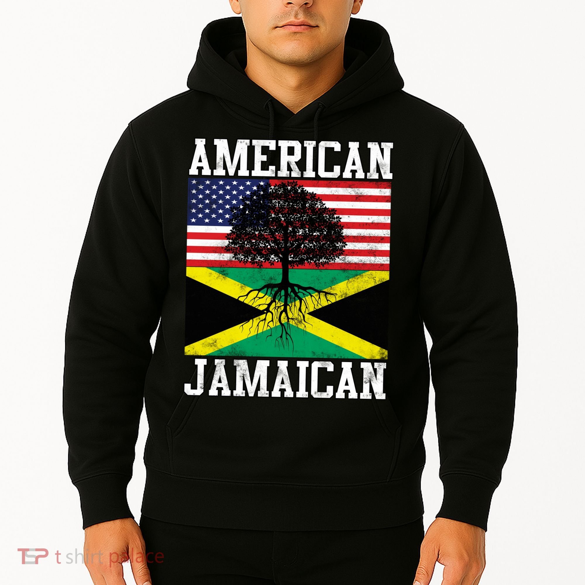 Jamaican American Flag Grown Roots Hoodie