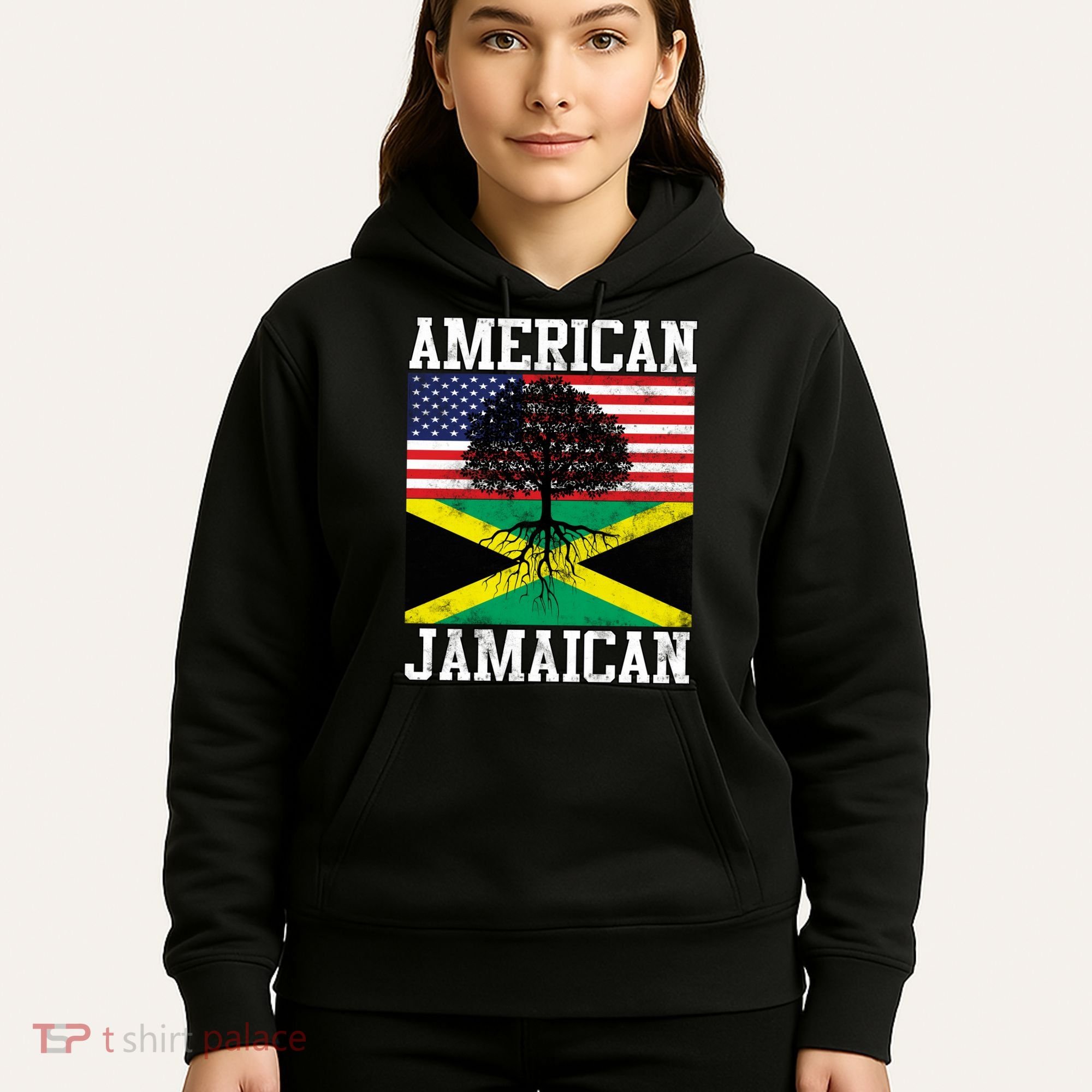 Jamaican American Flag Grown Roots Hoodie