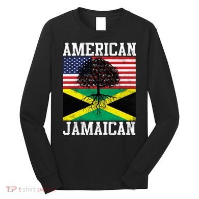 Jamaican American Flag Grown Roots Long Sleeve Shirt