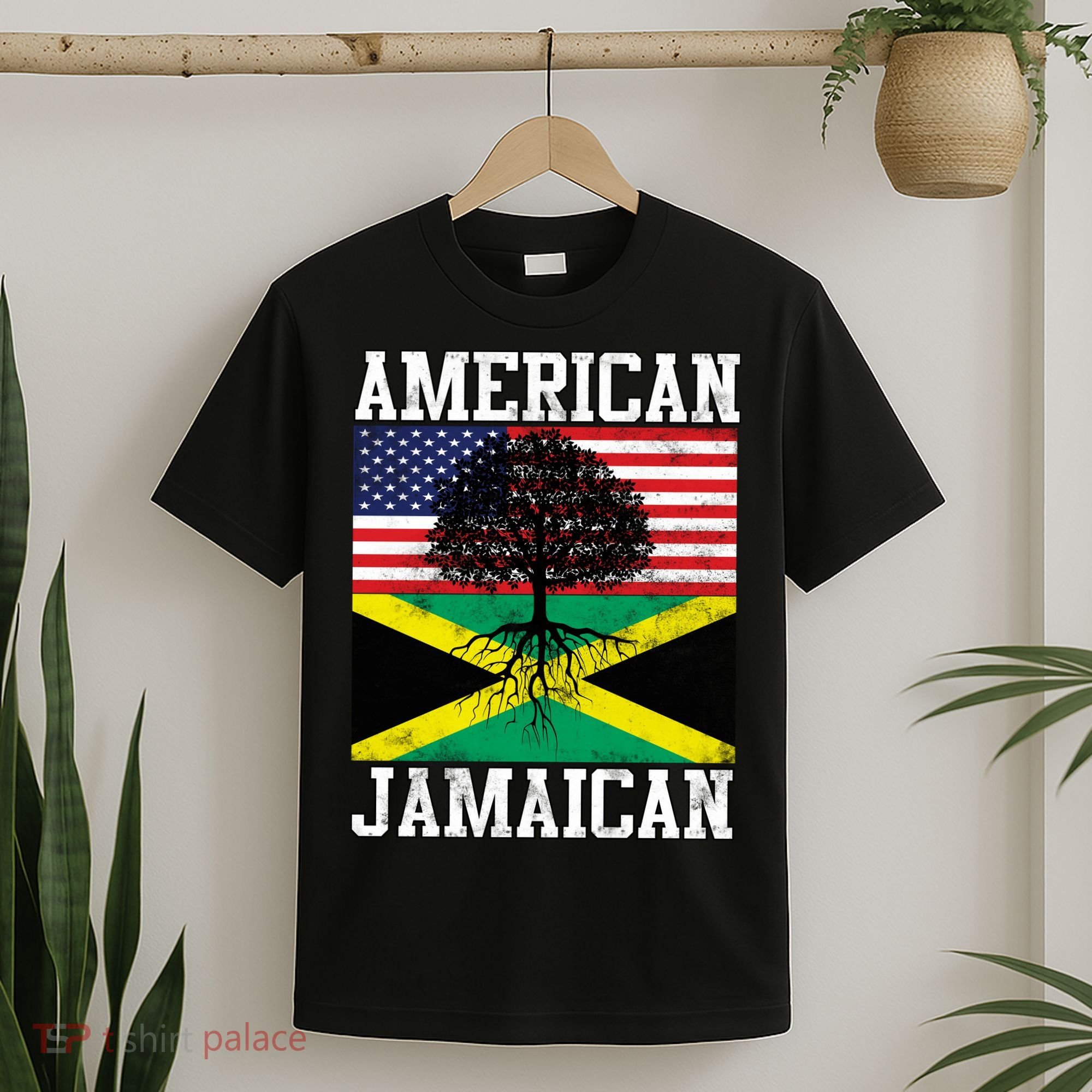 Jamaican American Flag Grown Roots T-Shirt