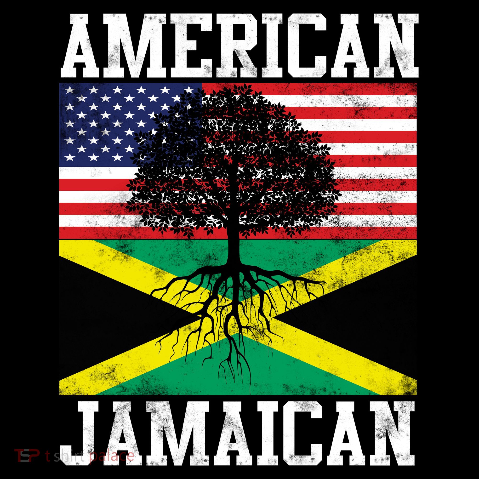 Jamaican American Flag Grown Roots T-Shirt