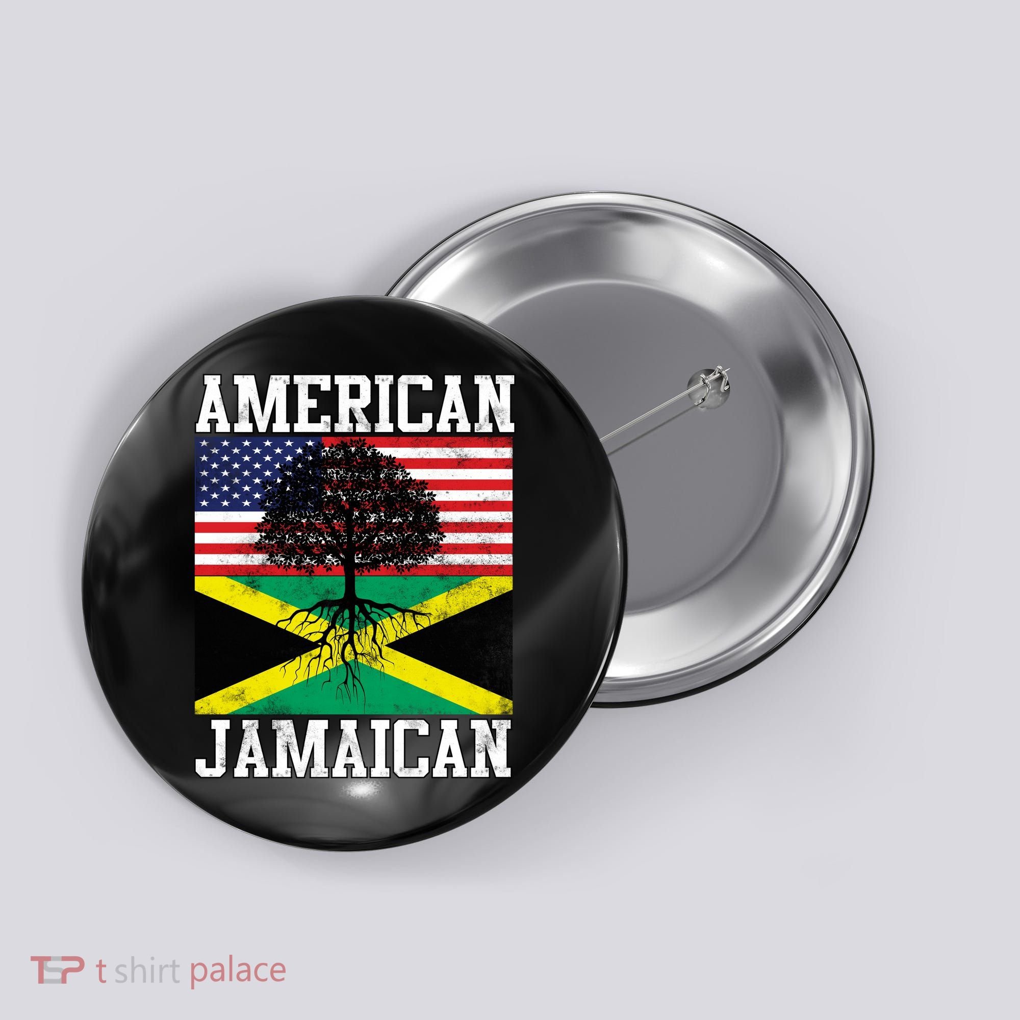 Jamaican American Flag Grown Roots Button