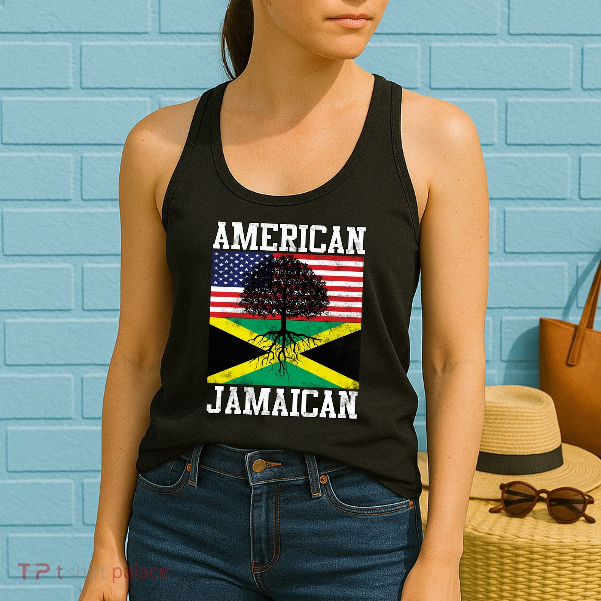 Jamaican American Flag Grown Roots Women's Tank Top