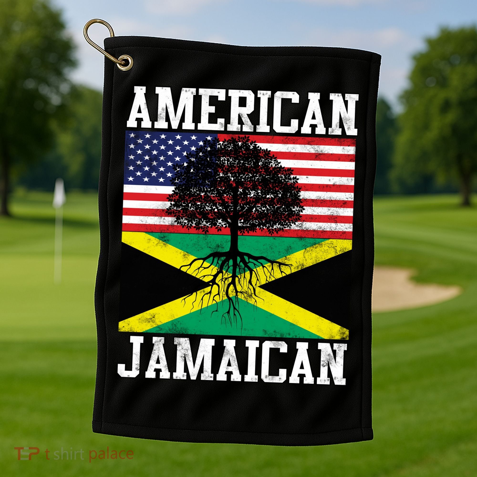 Jamaican American Flag Grown Roots Golf Towel