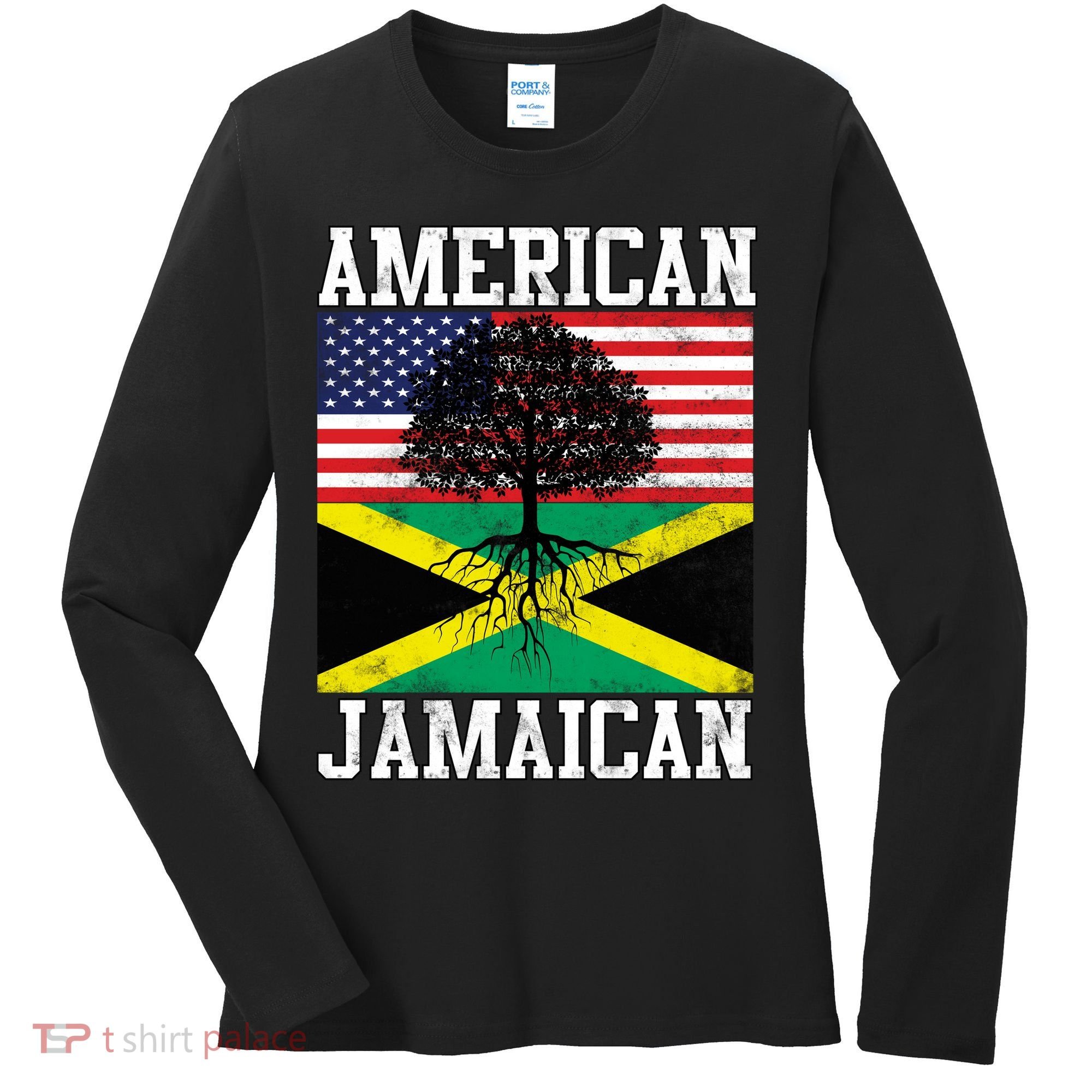 Jamaican American Flag Grown Roots Women's Long Sleeve Shirt