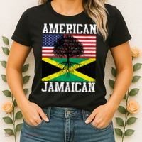 Jamaican American Flag Grown Roots Women's T-Shirt thumb 2