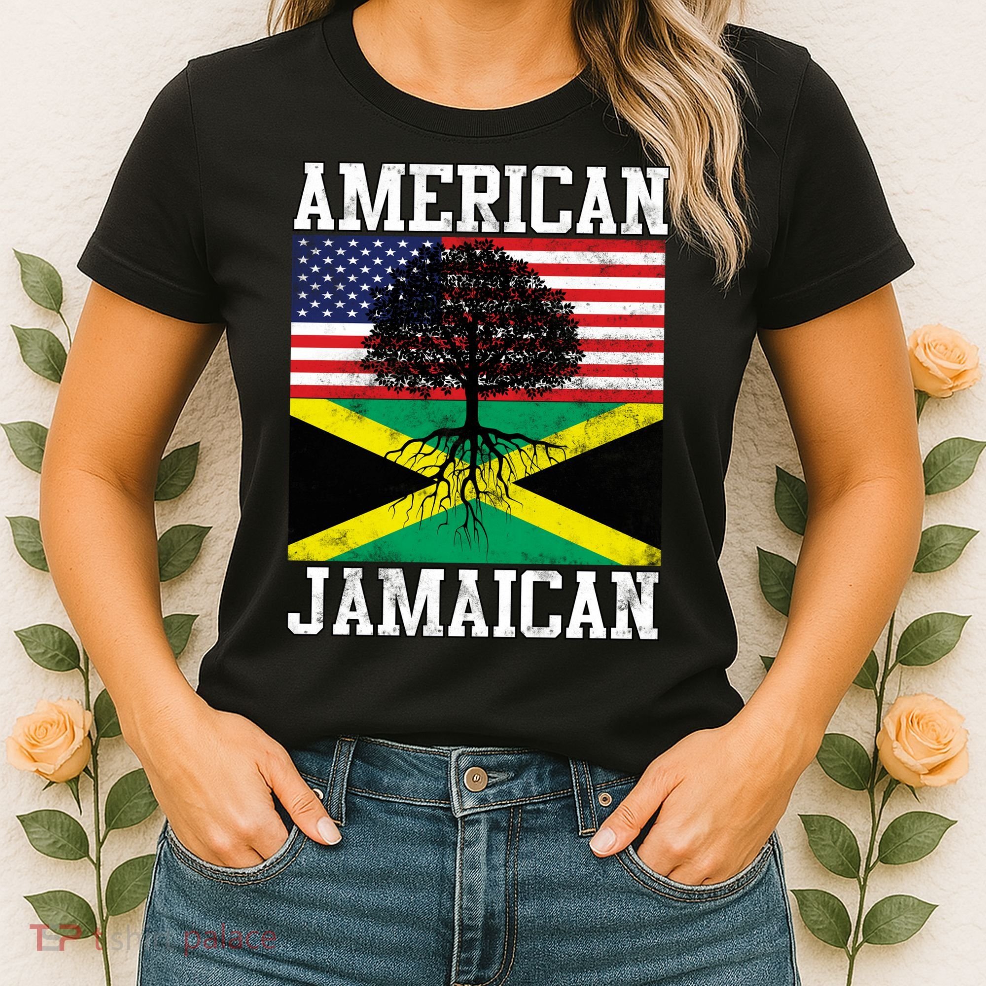 Jamaican American Flag Grown Roots Women's T-Shirt