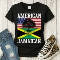 Jamaican American Flag Grown Roots Women's T-Shirt thumb 3