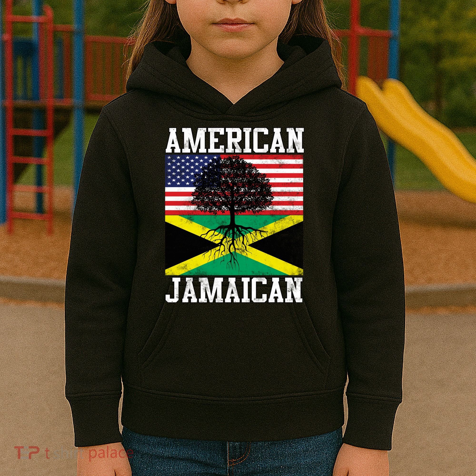 Jamaican American Flag Grown Roots Kids Hoodie