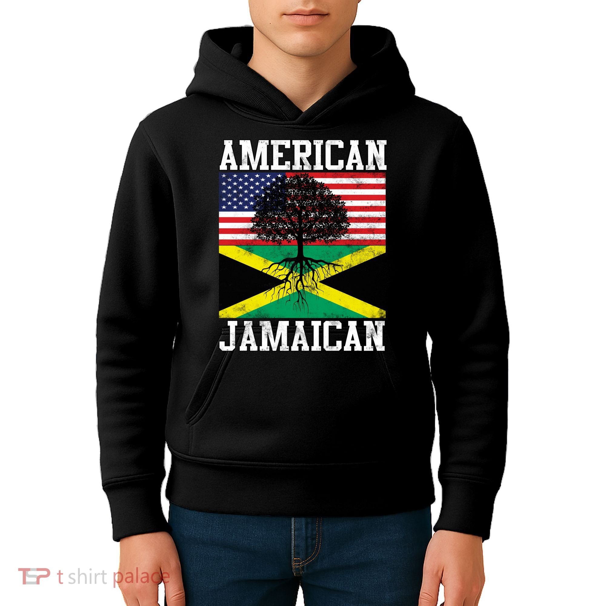 Jamaican American Flag Grown Roots Kids Hoodie
