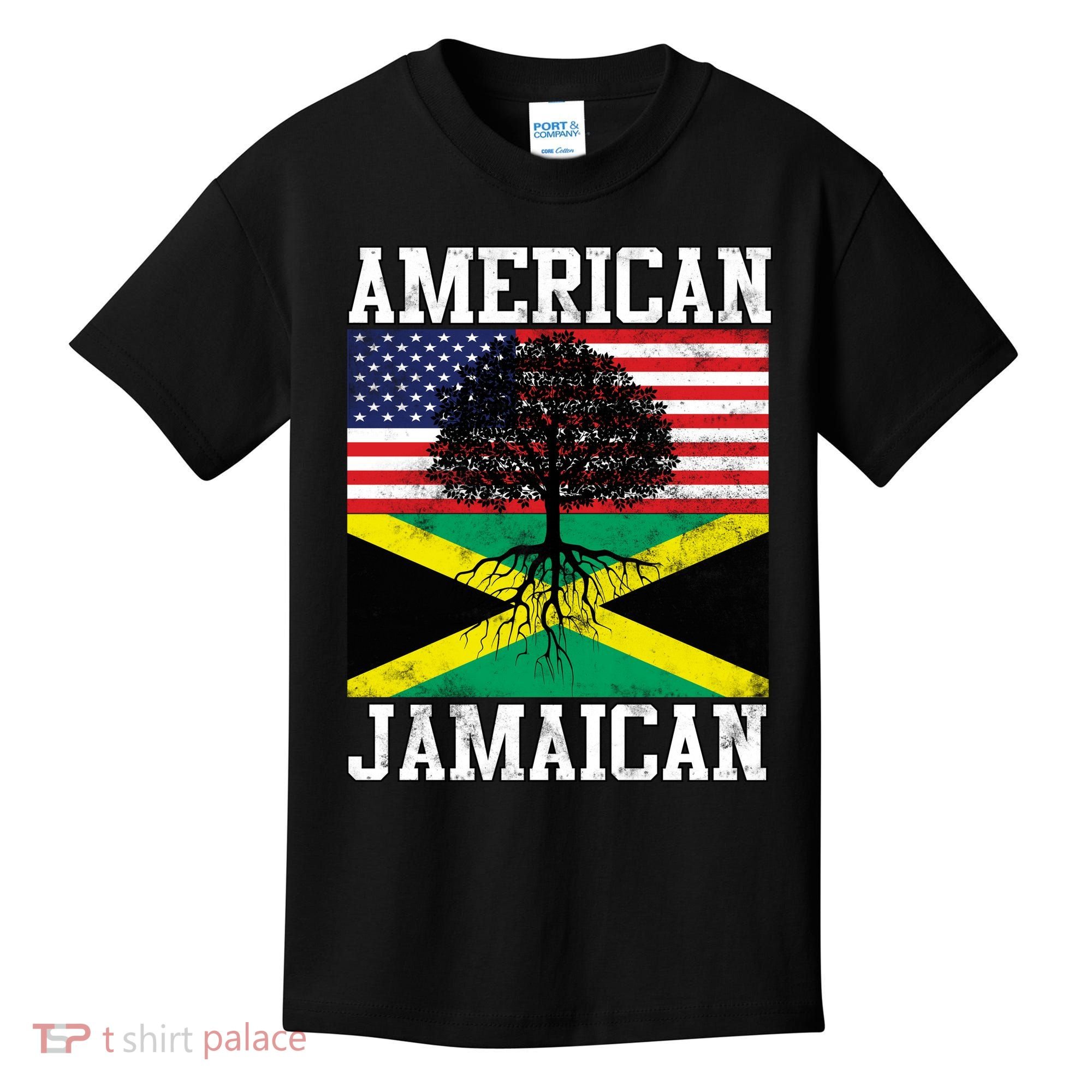 Jamaican American Flag Grown Roots Kids T-Shirt