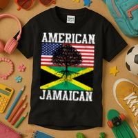 Jamaican American Flag Grown Roots Kids T-Shirt thumb 3