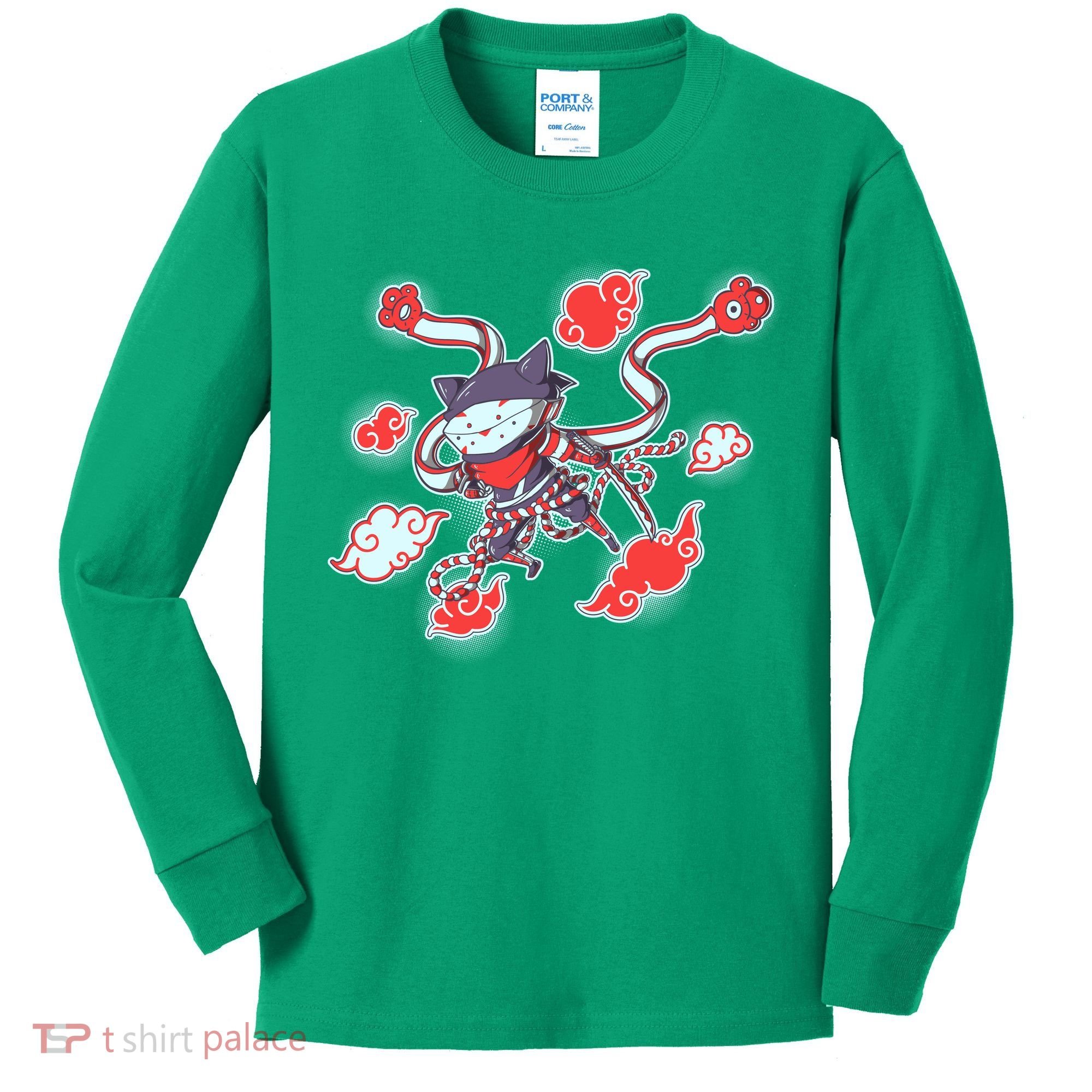 Japanese Anime Ninja Shinobi Cat Kids Long Sleeve Shirt