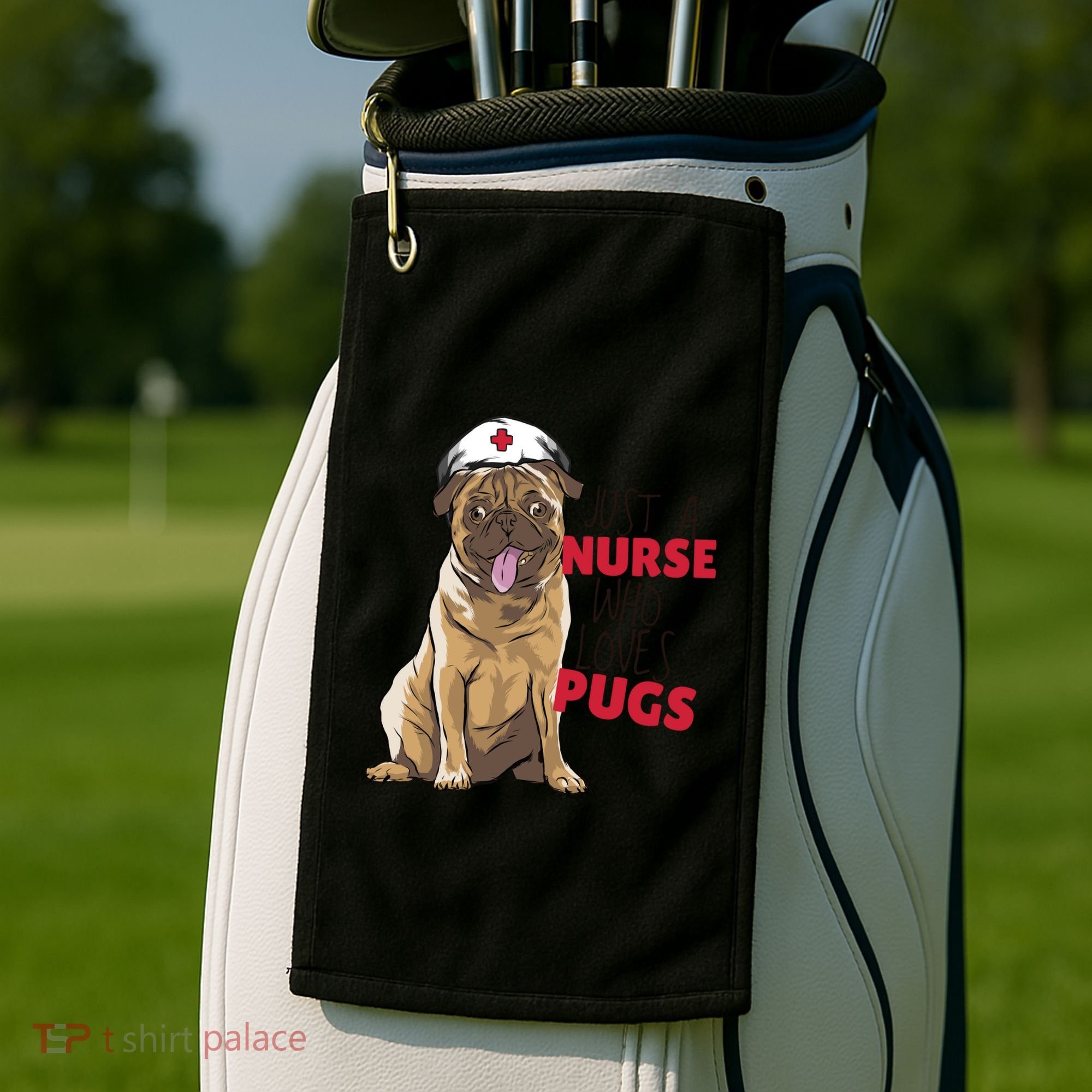 Just A Nurse Who Loves Pugs Golf Towel
