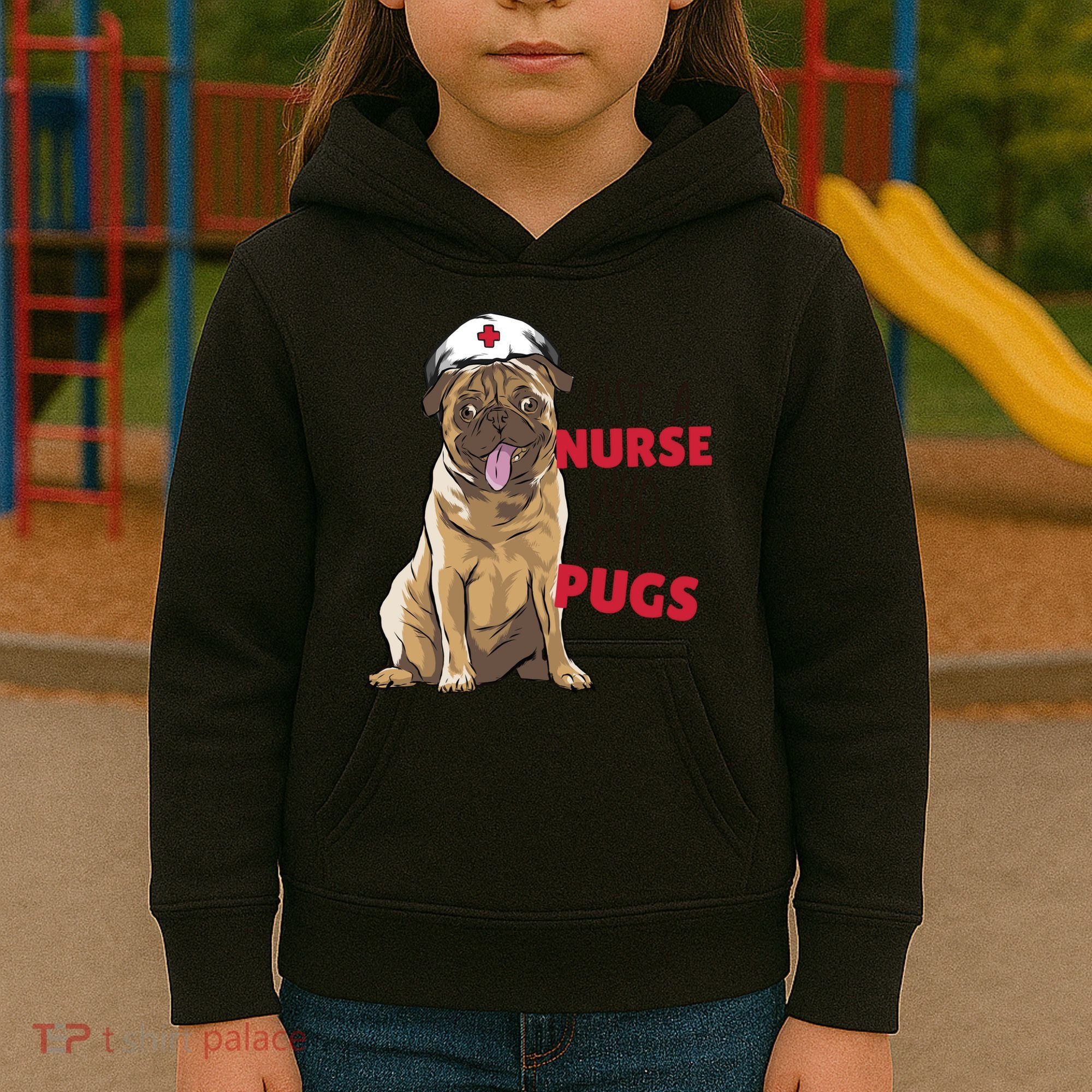 Just A Nurse Who Loves Pugs Kids Hoodie