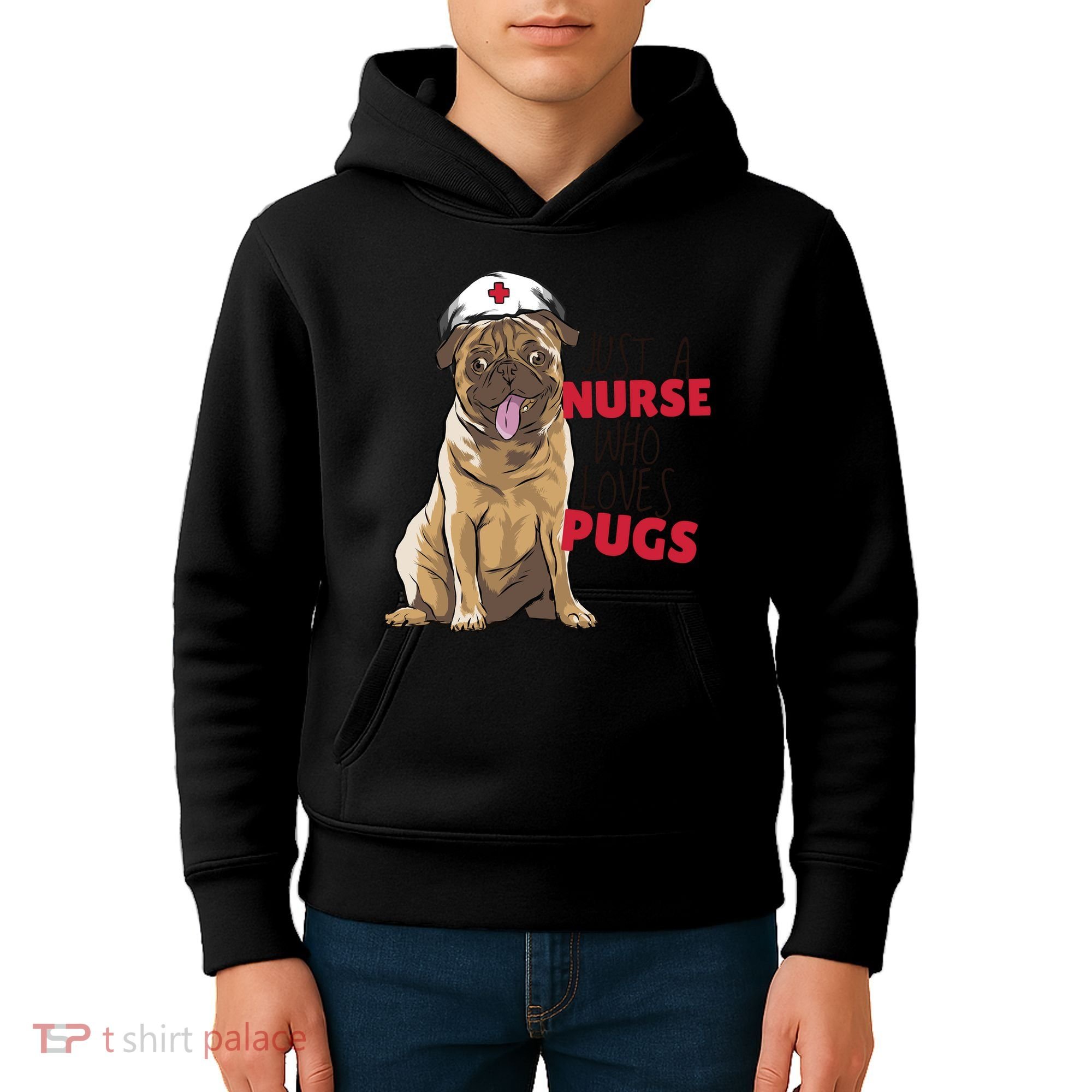 Just A Nurse Who Loves Pugs Kids Hoodie