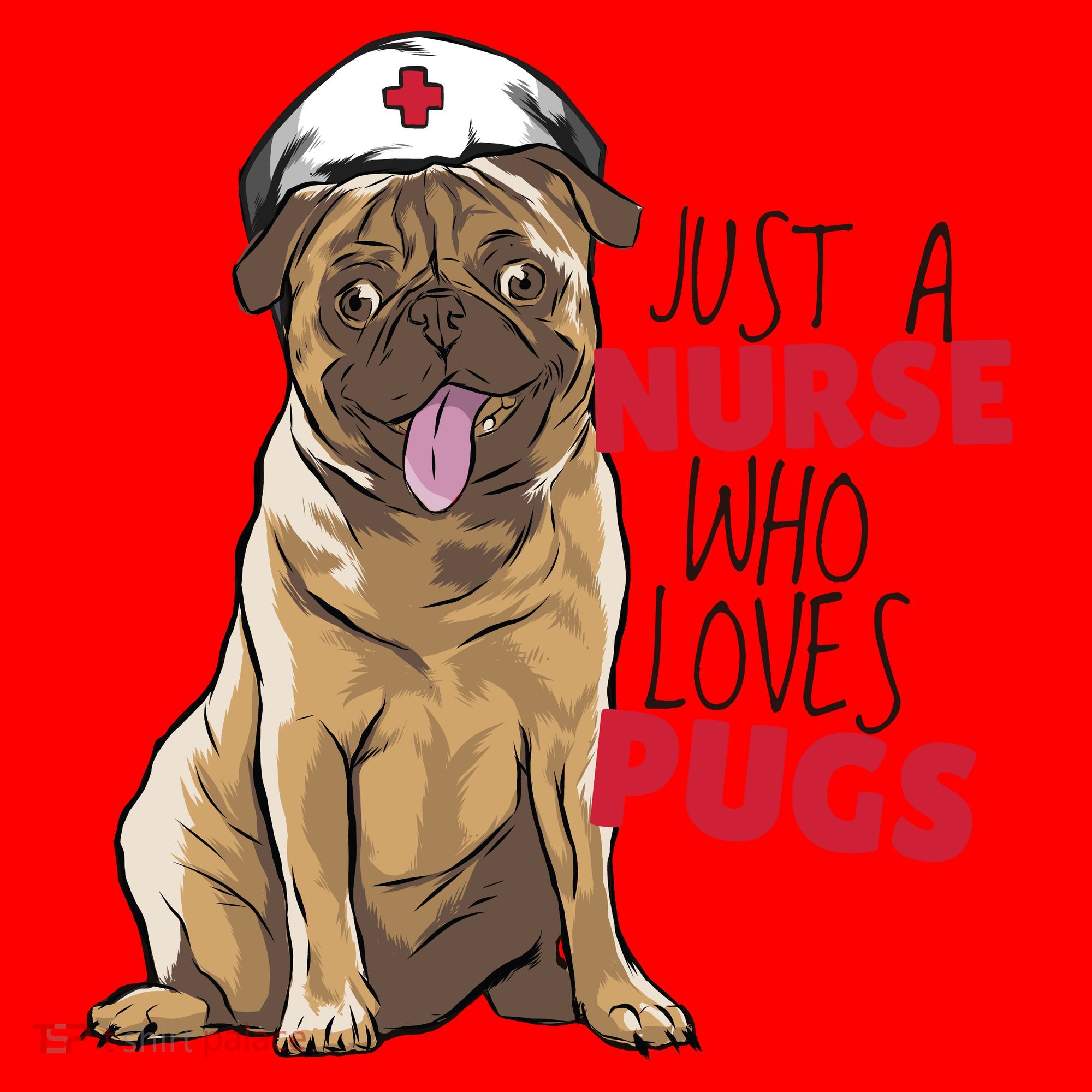 Just A Nurse Who Loves Pugs Santa Hat