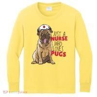 Just A Nurse Who Loves Pugs Kids Long Sleeve Shirt thumb 0