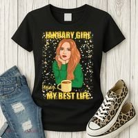 January Girl Living My Best Life Women's T-Shirt thumb 3