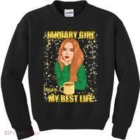 January Girl Living My Best Life Kids Sweatshirt thumb 0