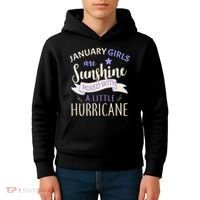 January Girls Are Sunshine Mixed With Hurricane Kids Hoodie thumb 4