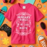 January Woman Funny Birthday Kids T-Shirt thumb 3