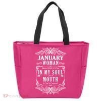 January Woman Funny Birthday Tote Bag thumb 0