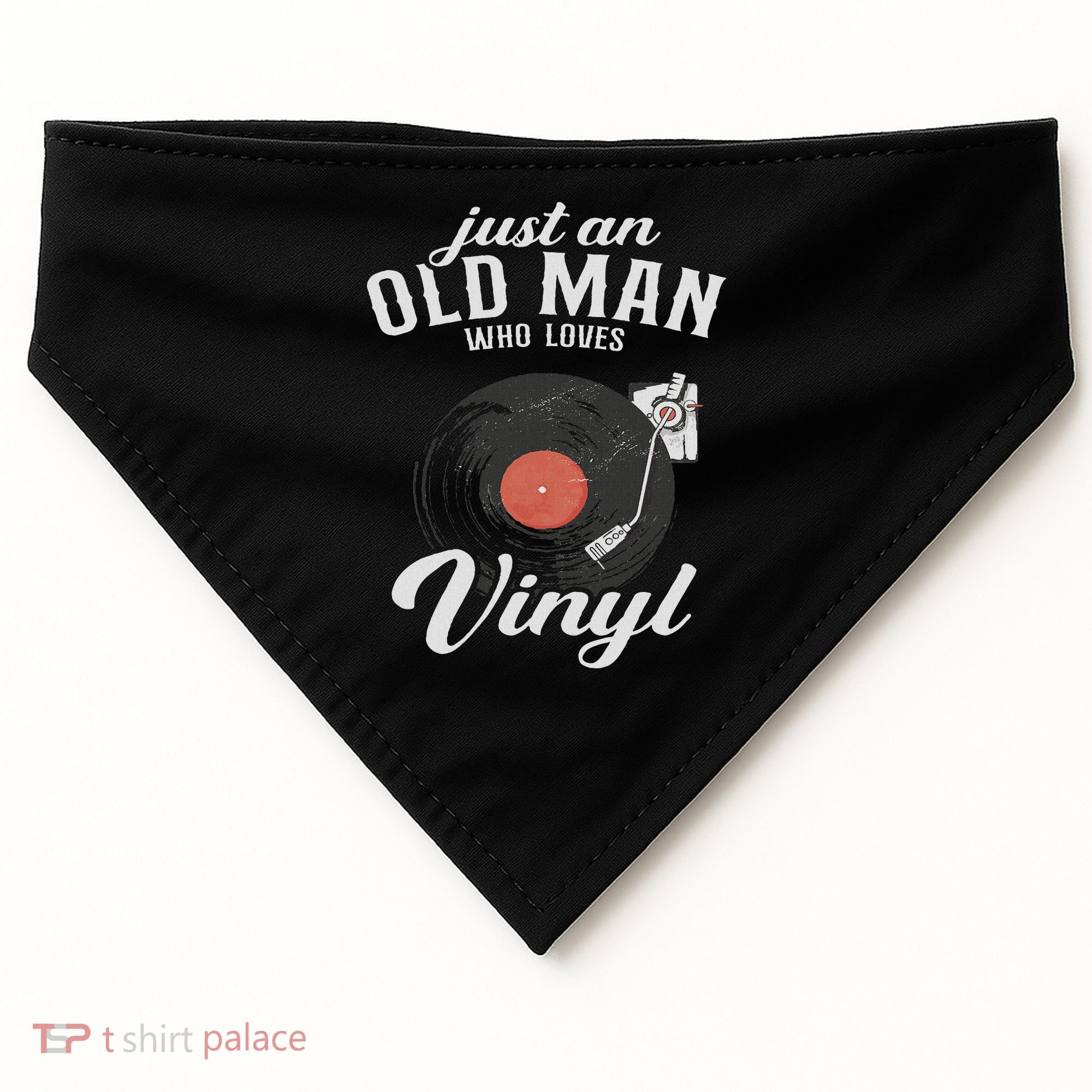 Just An Old Man Who Loves Vinyl Turntable Vinyl Record USA-Made Doggie Bandana