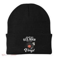 Just An Old Man Who Loves Vinyl Turntable Vinyl Record Beanie thumb 0