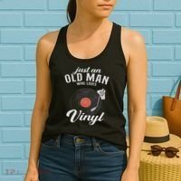 Just An Old Man Who Loves Vinyl Turntable Vinyl Record Women's Tank Top thumb 2