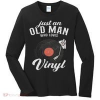 Just An Old Man Who Loves Vinyl Turntable Vinyl Record Women's Long Sleeve Shirt thumb 0